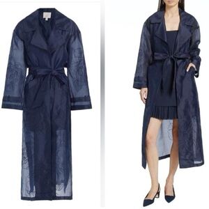 Cinq à Sept Jayla Navy Organza Trench